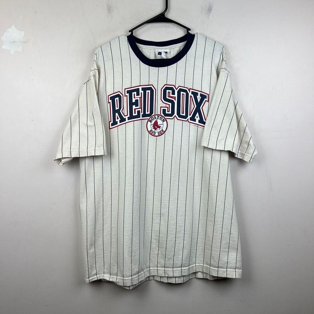 Vintage Boston Red Sox Striped Baseball Shirt Size XL